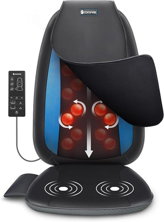 COMFIER Shiatsu Back Massager with Heat, Chair Massage Pad for Back Pain Relief,Massage Seat Cushion for Home or Office Chair Use,Gift for Men,Women