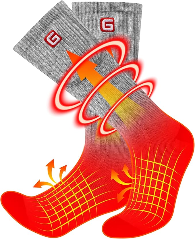Autocastle Heated Socks for Men Women - Rechargeable Battery Electric Socks for Chronically Cold Feet - Winter Warm Thermal Washable Unisex Foot Warmer for Hunting Skiing Cycling