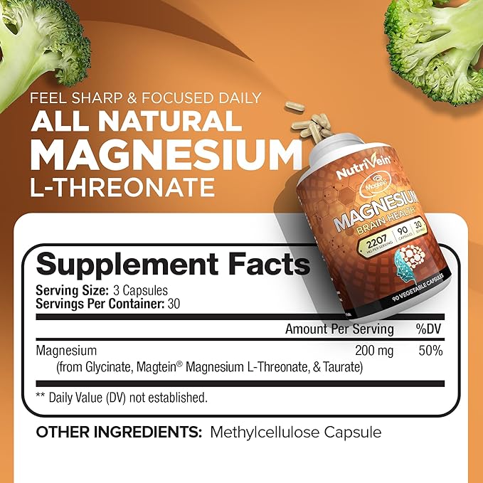 Nutrivein Premium Shilajit Capsules and Magnesium L-Threonate Bundle: Powerful Shilajit for Women and Men + Magnesium Threonate Supplement Pair for Performance, Endurance, Vitality, & Recovery
