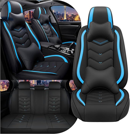 CTDS Car Seat Covers for Toyota Corolla 2000-2026, Stylish Sport Seat Cover, Premium Nappa Leather Car Seat Cover. Automobile Seat Covers Sets.(Luxury 5 Seats/Black Blue)