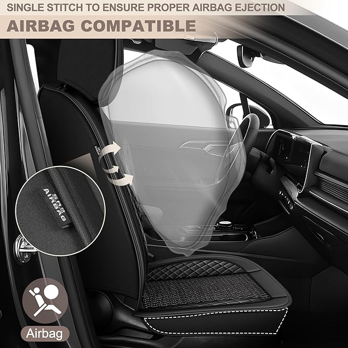 TTX LIGHTING for Hyundai Venue 2020-2026 Car Seat Covers, Breathable Ice Silk & Leather Seat Protector, Cool & Anti-Sweat for Long Driving, Airbag Compatible, 2 Front Seats (Black)