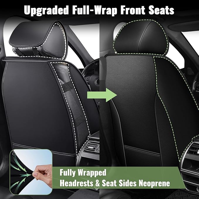 Car Seat Covers Front Seats for Subaru Impreza 2012-2024 2025 2026 - Cooling Ice Silk Leather Seat Cover - Ventilated 2 Seats Vehicle Seat Cushion Protector Automotive Accessories (Black)
