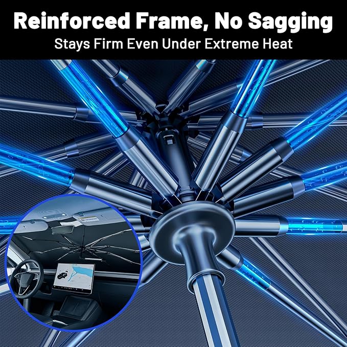 Car Windshield Sun Shade for Hyundai Santa Fe 2019-2026 –[Reflective Coated Fabric] Sunshade Umbrella for Front Window, Car Shades Sun Visor Keep Car Cool and Protects Interior, 1:1 Exact Fit