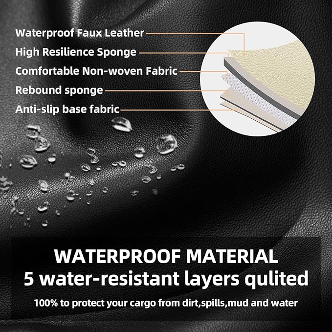 AOMSAZTO Seat Cover for Jeep Wrangler JK 4 Door 2008 2009 2010 Custom Full Set Waterproof Faux Leather Seat Cushion Protector Custom Car Seat Cover Accessories - Black
