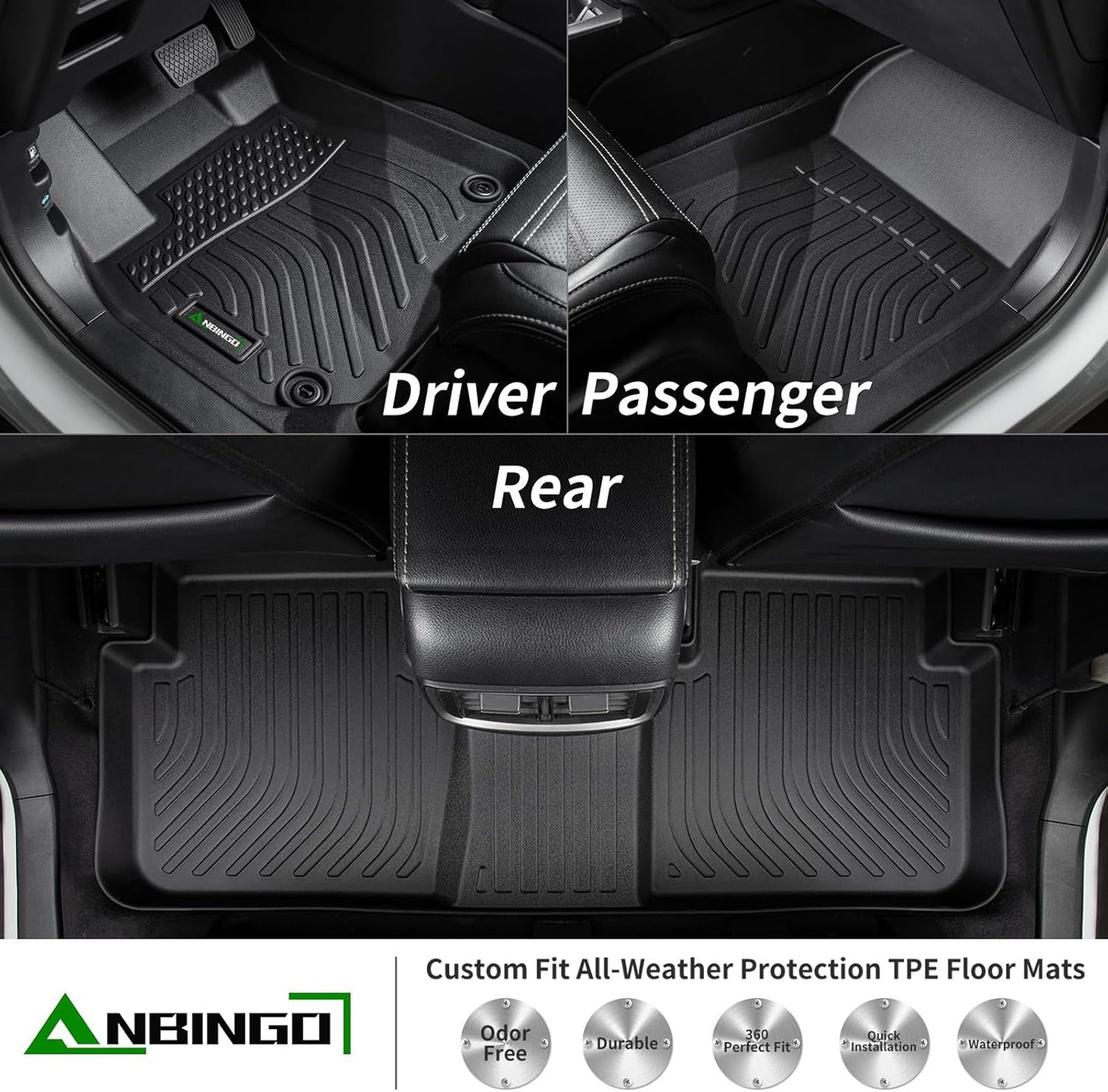 ANBINGO®-Floor Mats & Carao Liner Fits for 2025 2026 Chevy Equinox (Not for EV) & GMC Terrain,All Weather Equinox Car Mats TPE Rubber Set Cargo Liner for Chevy Equinox Accessories