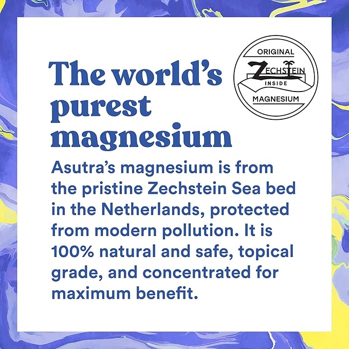 ASUTRA Ultimate Topical Magnesium Bundle, 4 fl oz Magnesium Oil Spray, 4 lb Bag of Magnesium Chloride Bath Flakes, 6.76 fl oz Everyday Magnesium Lotion, Magnesium Derived from Zechstein Seabed