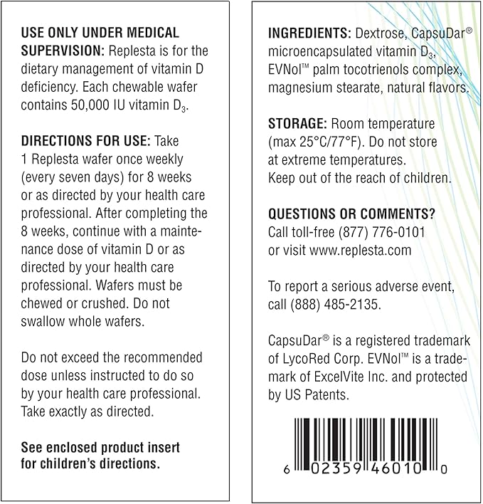 50,000 IU Vitamin D3 Cholecalciferol, for Vitamin D Deficiency, Once-Weekly Chewable Wafer, Non-GMO, Natural Orange Flavor, 8 Count (Pack of 1)
