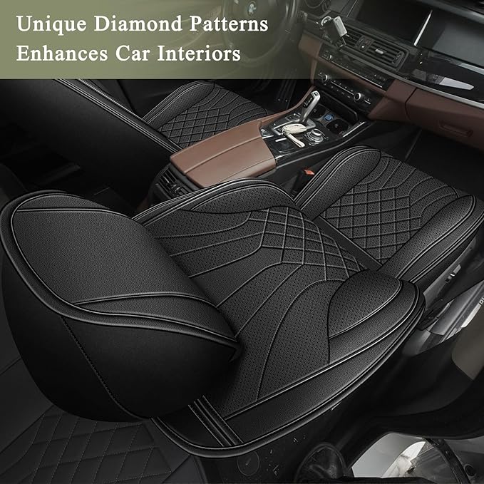 Full Set Car Seat Covers for Mazda 3 2007-2019: Breathable Perforated Leather Seat Cover (Black)