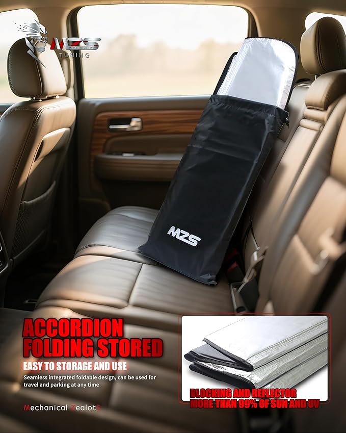 MZS Windshield Sun Shade Compatible with Compass 2017-2026, Foldable Car Front Window Sunshade with Storage Pouch, SUV Sun Visor Shield Accessories for Interior Protector