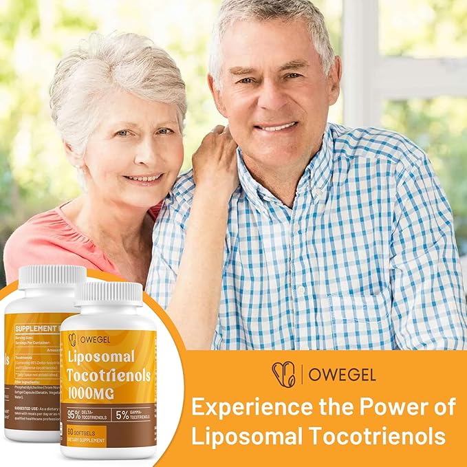 Liposomal Tocotrienols 1000mg - High Bioavailability Vitamin E Tocotrienols Supplements,95% Delta & 5% Gamma Tocotrienol Capsules Support Skin,Bone,Antioxidant,180 Softgels