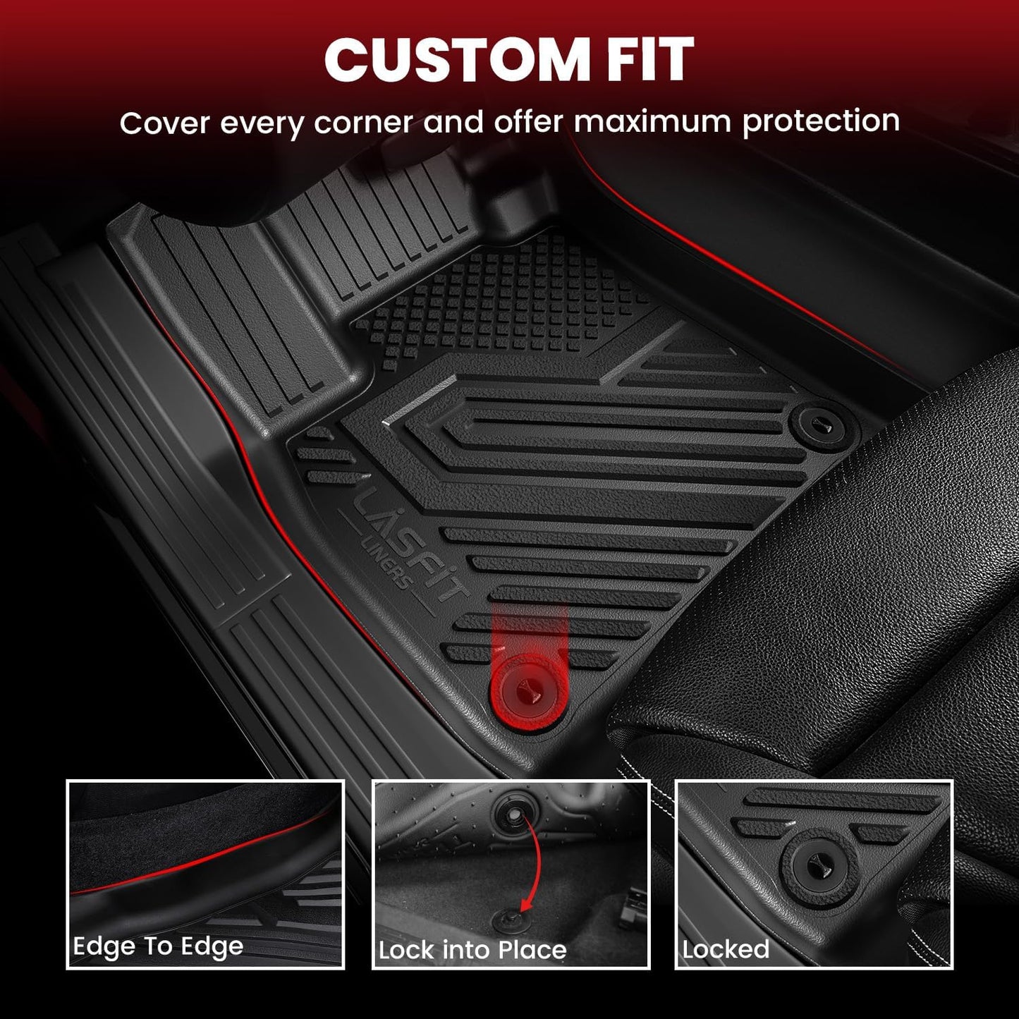 LASFIT Floor Mats & Cargo Mats for Volkswagen Tiguan 2017 2016 2015 2014 2013 2012 2011 2010 2009/Volkswagen Tiguan Limited 2018, All Weather TPE Custom Fit Floor Liner for VW Tiguan Car Mats, Black