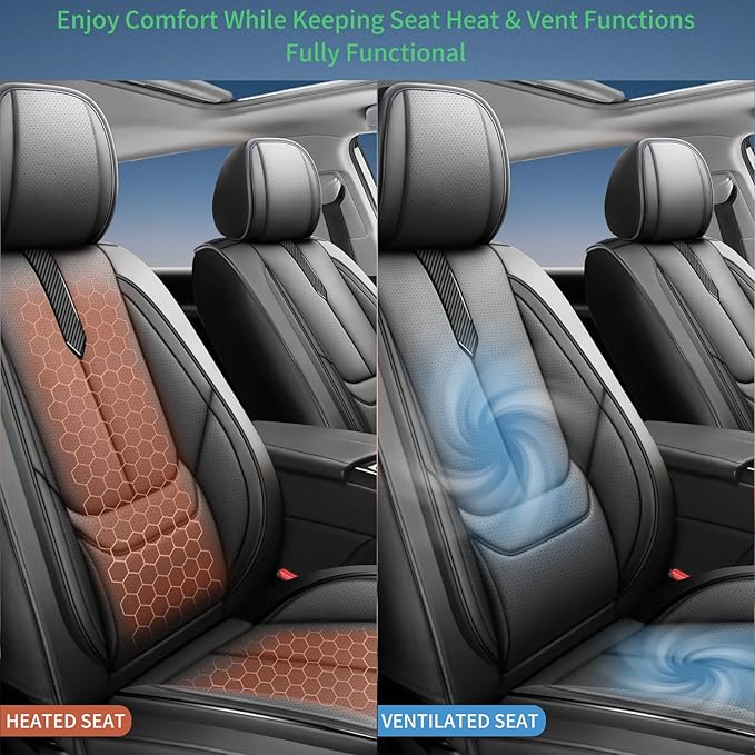 Fit Accent Car Seat Covers for Hyundai Accent 2006-2025 2026 -Upgraded Premium Waterproof & Breathable Leather,Airbag Compatible,All-Weather Seat Cushion Protector,Full Set,Black