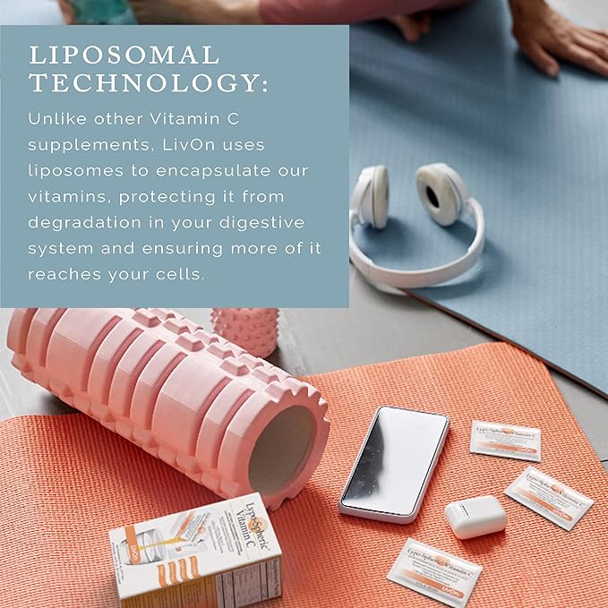 LivOn Laboratories Lypo–Spheric Liposomal Vitamin C 1000mg - No Sugar, Immune Support, Plant Based - Easy to Swallow, Absorbable, Individual Packets - Non–GMO, Gluten Free(0.2floz30 Packets)
