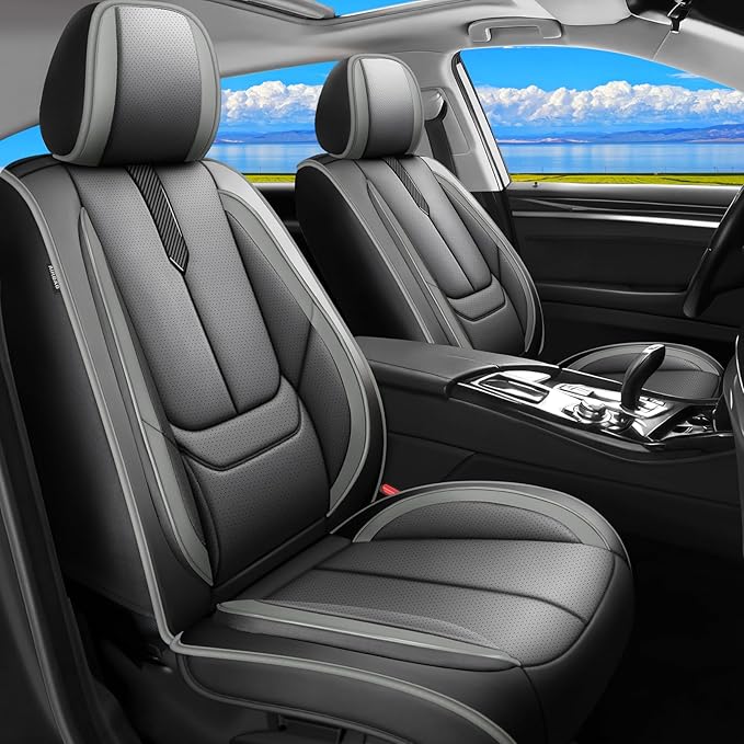 Fit 4Runner Car Seat Covers (5 Seats) for Select Toyota 4Runner 2003-2024 2025 2026 - Full Coverage Leather,Airbag Compatible, Waterproof & All Weather Seat Cushion Protector,Full Black-Grey