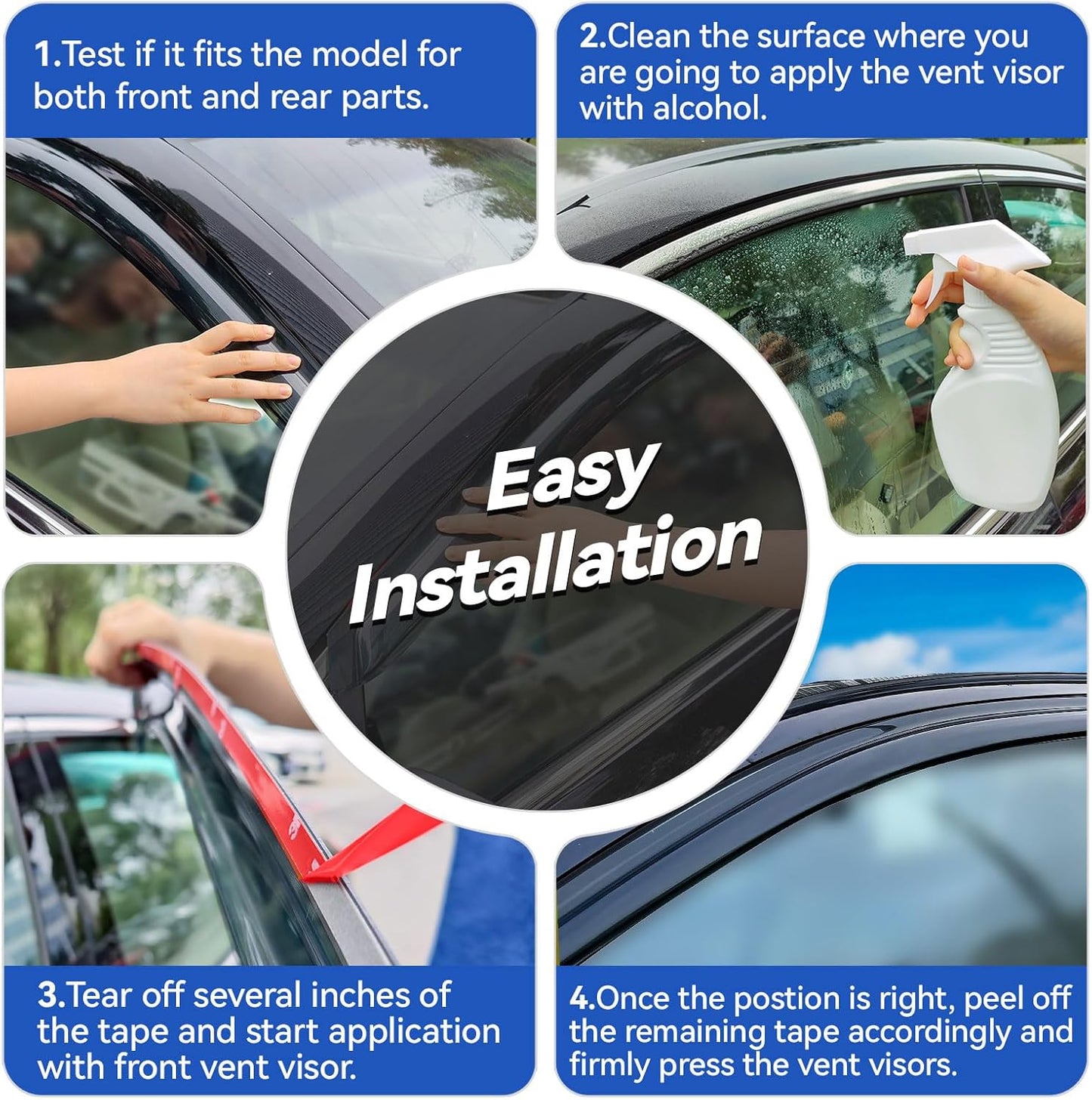 Window Visors Rain Guards for 2008 2009 2010 2011 2012 Jeep Liberty, Out-Channel Window Vent Wind Deflectors Visors Shades for 08 09 10 11 12 Jeep Liberty