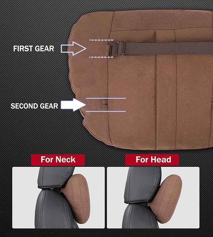 2pcs Car Neck Pillow for headrests,Support Drive Seats Head Cushion Pillows,Superfiber Suede,Plant-Based Polyester,Thickness & Height Adjustable,11.8x7.5,Inner Liner fillable(Off-White)