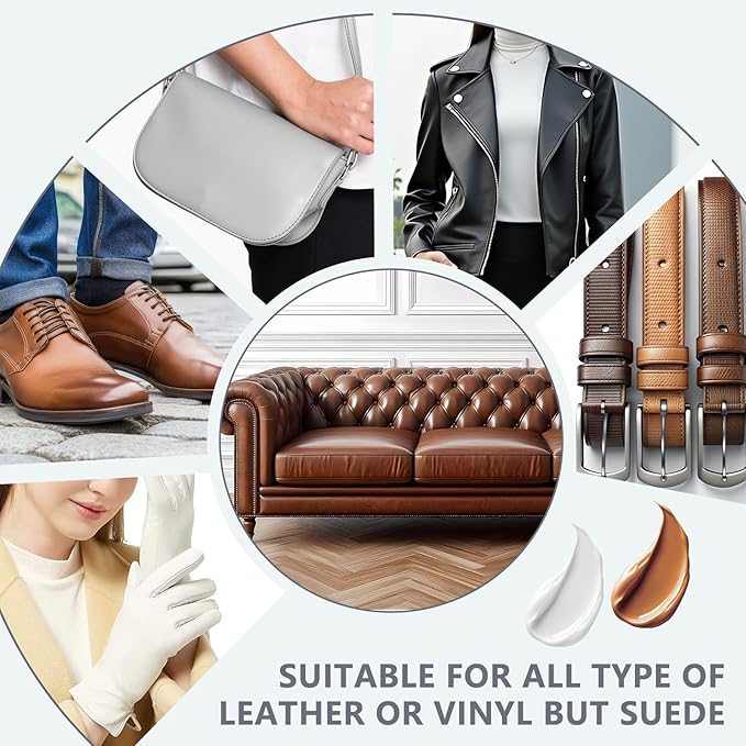 Leather Recoloring Balm & Color Restorer | Medium Brown Leather Dye, Paint & Repair Kit for Furniture, Couches, Car Seats, Shoes | Restore Faded & Scratched Surfaces