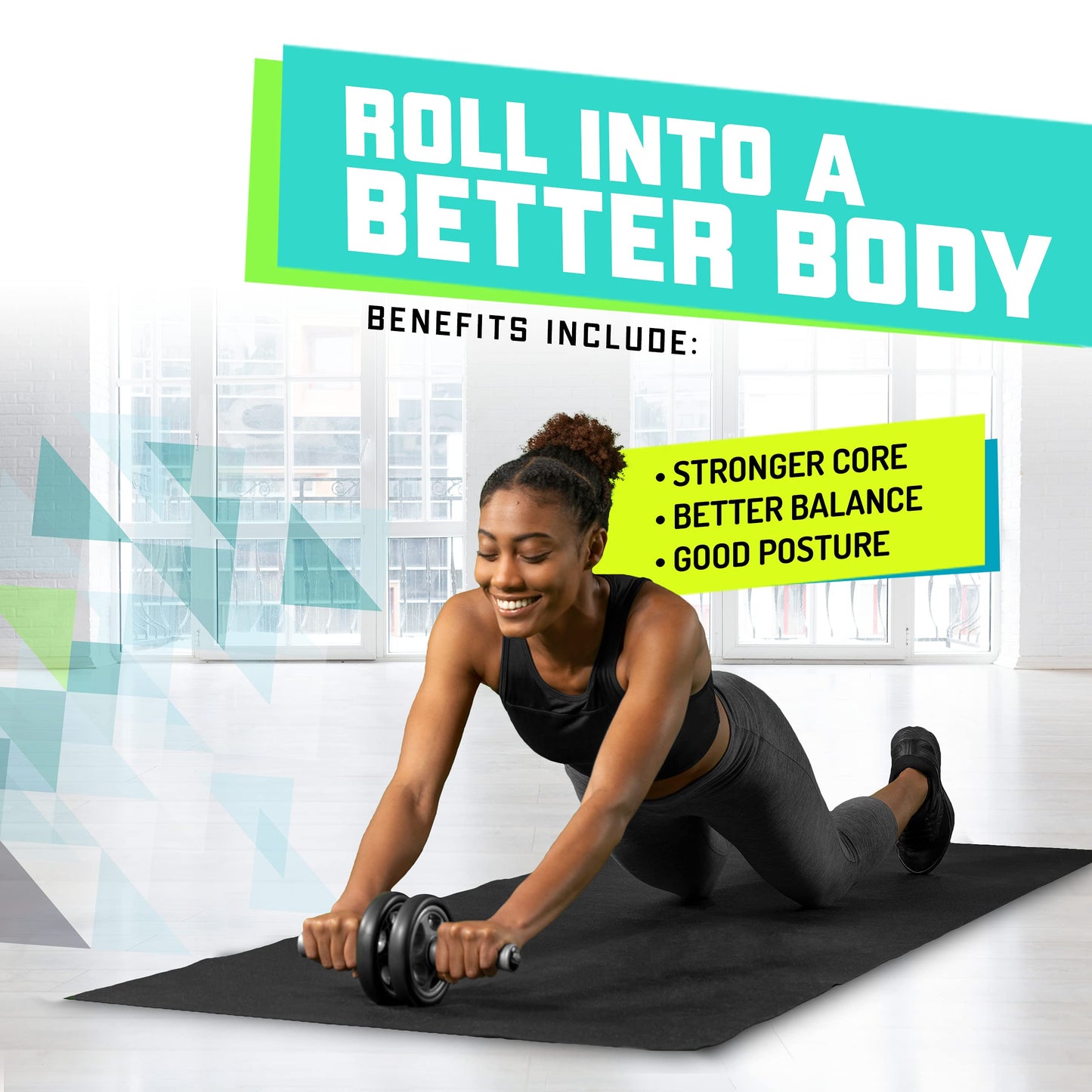 Elite Sportz Ab Roller Wheel - Gym & At Home Ab Workout Equipment with 2 Wheels to Exercise Core Abdominal Muscles - Strength Training Accessories for Abs﻿
