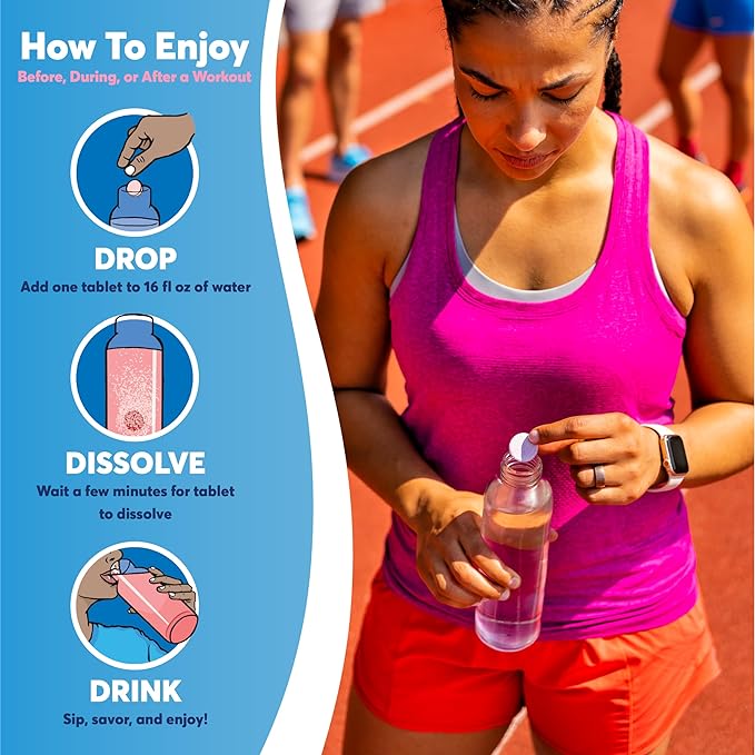 Nuun Sport Electrolyte Tablets with Magnesium, Calcium, Potassium, Chloride & Sodium, Gluten Free & Vegan, Watermelon, 8 Pack (80 Servings Total)