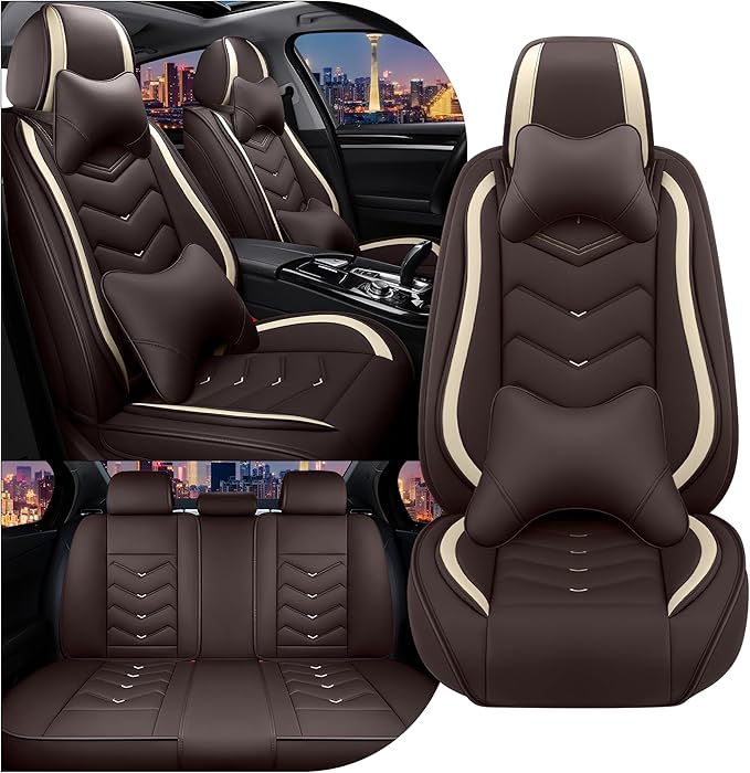 CTDS Car Seat Covers for Toyota RAV4 2000-2026, Stylish Sport Seat Cover, Premium Nappa Leather Car Seat Cover. Automobile Seat Covers Sets.(Luxury 5 Seats/Coffee Color)