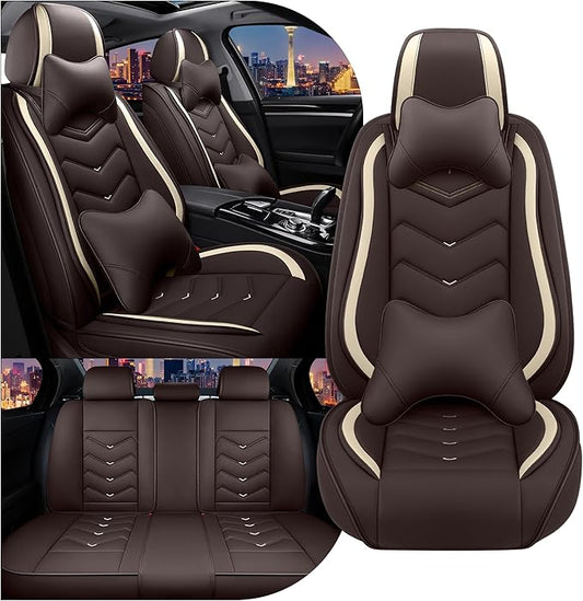 CTDS Car Seat Covers for Toyota Corolla 2000-2026, Stylish Sport Seat Cover, Premium Nappa Leather Car Seat Cover. Automobile Seat Covers Sets.(Luxury 5 Seats/Coffee Color)