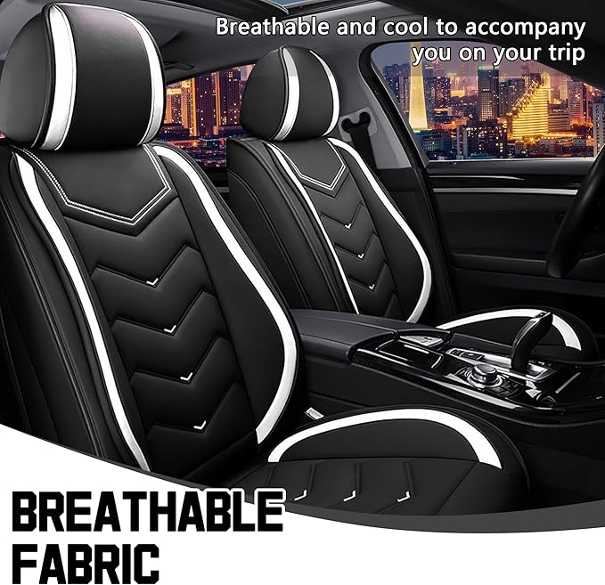 CTDS Car Seat Covers for Nissan Sentra 2000-2026, Stylish Sport Seat Cover, Premium Nappa Leather Car Seat Cover. Automobile Seat Covers Sets.(Standard 2 Seats/Black White)