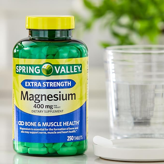 Magnesium 400 MG, Extra Strength, Magnesium Oxide 400MG, Tablets Dietary Supplement, 250 Count + Portable Pill Container (2 Items)