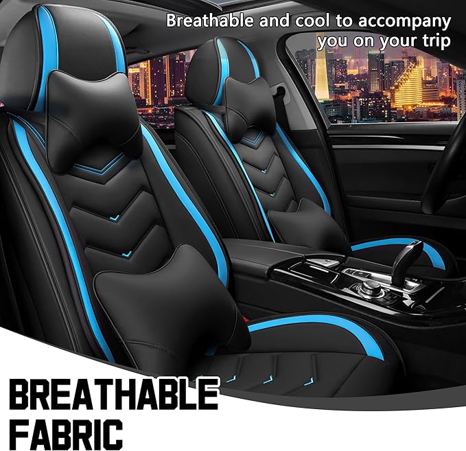 CTDS Car Seat Covers for Nissan Sentra 2000-2026, Stylish Sport Seat Cover, Premium Nappa Leather Car Seat Cover. Automobile Seat Covers Sets.(Luxury 2 Seats/Black Blue)