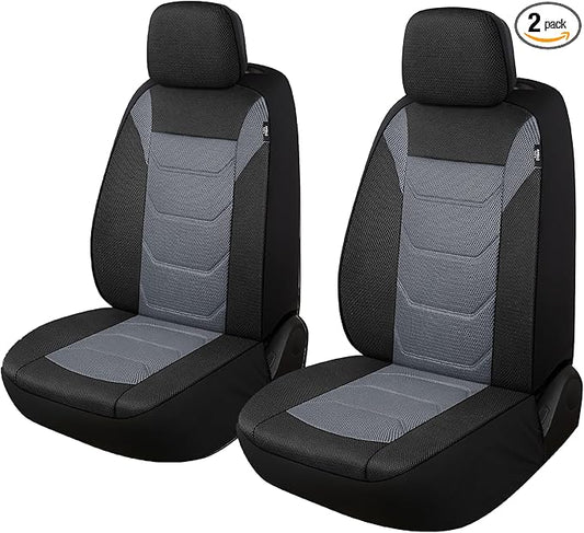 3D Air Mesh Car Seat Covers Front Sets Washable and Breathable Premium Cloth Automotive Vehicle Seat Covers for Cars Interior, Universal Fit for Most Cars, Sedan, Truck, SUV(Black/Gray)