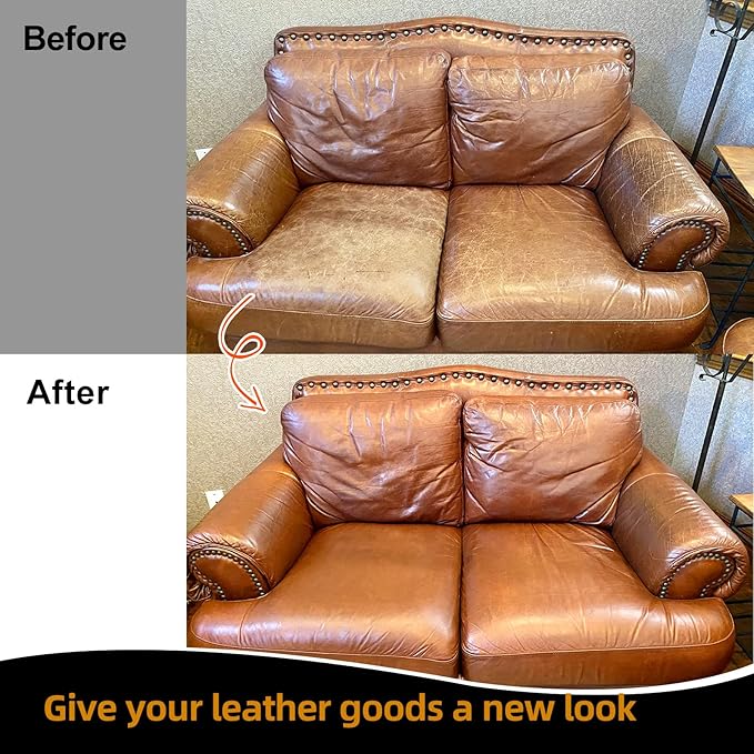 Leather Recoloring Balm, Leather Color Restorer, Leather Restorer for Couches, Leather Scratch Remover, Leather Scratch Repair, Leather Repair Kit for Furniture, Leather Dye (Light Brown)