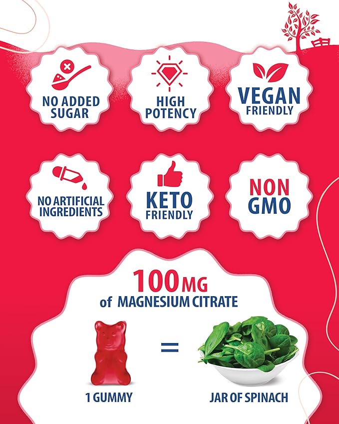 Magnesium Gummies for Adults & Zinc Gummies for Kids & Adults. 200mg - Calm Magnesium Chews - Magnesium Citrate Chewable Supplement for Mood & Muscle Support. Zinc Chewable Gummy for Immune Support -