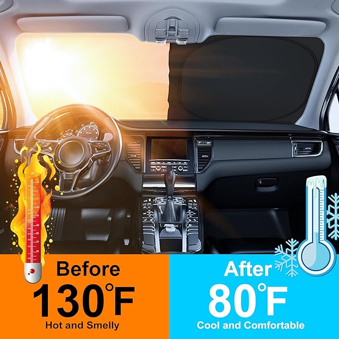 Windshield Sun Shade Custom Fit for 2008-2015 Subaru Impreza WRX/WRX STI Accessories Foldable Sunshade Sun Blocker Protect Car from Sun Rays & Heat Damage Keep Car Cooler