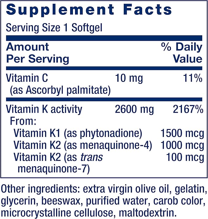 Life Extension Super K, Vitamin K1, Vitamin K2 mk-7, Vitamin K2 mk-4, Vitamin C, Bone/Heart/arterial Health, 3-Month Supply, Gluten-Free, 1 Daily, Non-GMO, 90 softgels (Pack of 2)