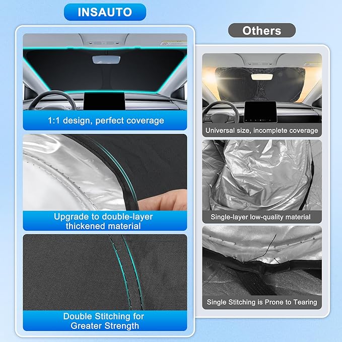 INSAUTO Custom Fit Windshield Sun Shade Accessories for Honda Pilot 2009-2015, Foldable Front Window Sunshade, UV & Heat Reflector, Keeps Interior Cool, Includes Storage Bag