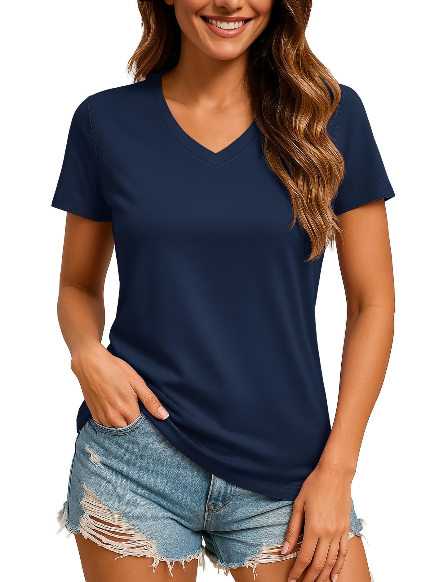 TACVASEN Workout Tops for Women UV Protection Shirts UPF 50+ Short Sleeve Rash Guard Quick Dry Hiking Shirts Navy S