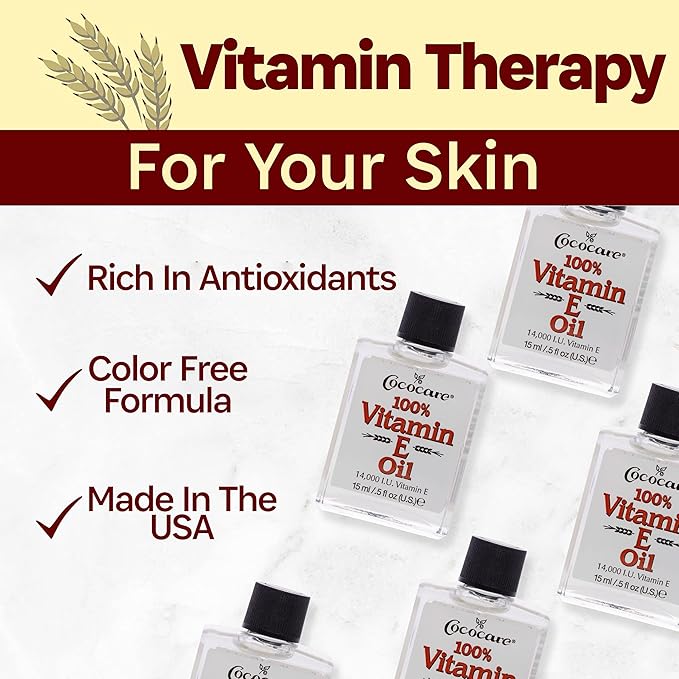 COCOCARE 100% Vitamin E Oil, 14000 I.U., 0.5 Fl Oz - Skin Moisturizer & Antioxidant Protection