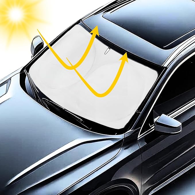 Windshield Sun Shade -Certified 99.87% UVB & 99.02% UVA Car Sun Shade. Award Winning Sunshade - Patented Technology | Compatible for Nissan Sentra (2007-2012) | Car Shades by Kinder Fluff