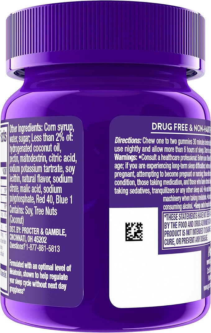 ZzzQuil Pure Zzzs, Melatonin Sleep Aid Gummies with Lavender, Valerian Root and Chamomile, Natural Wildberry Vanilla Flavor, Non-Habit Forming, Drug-Free, 24 Gummies (Pack of 4)