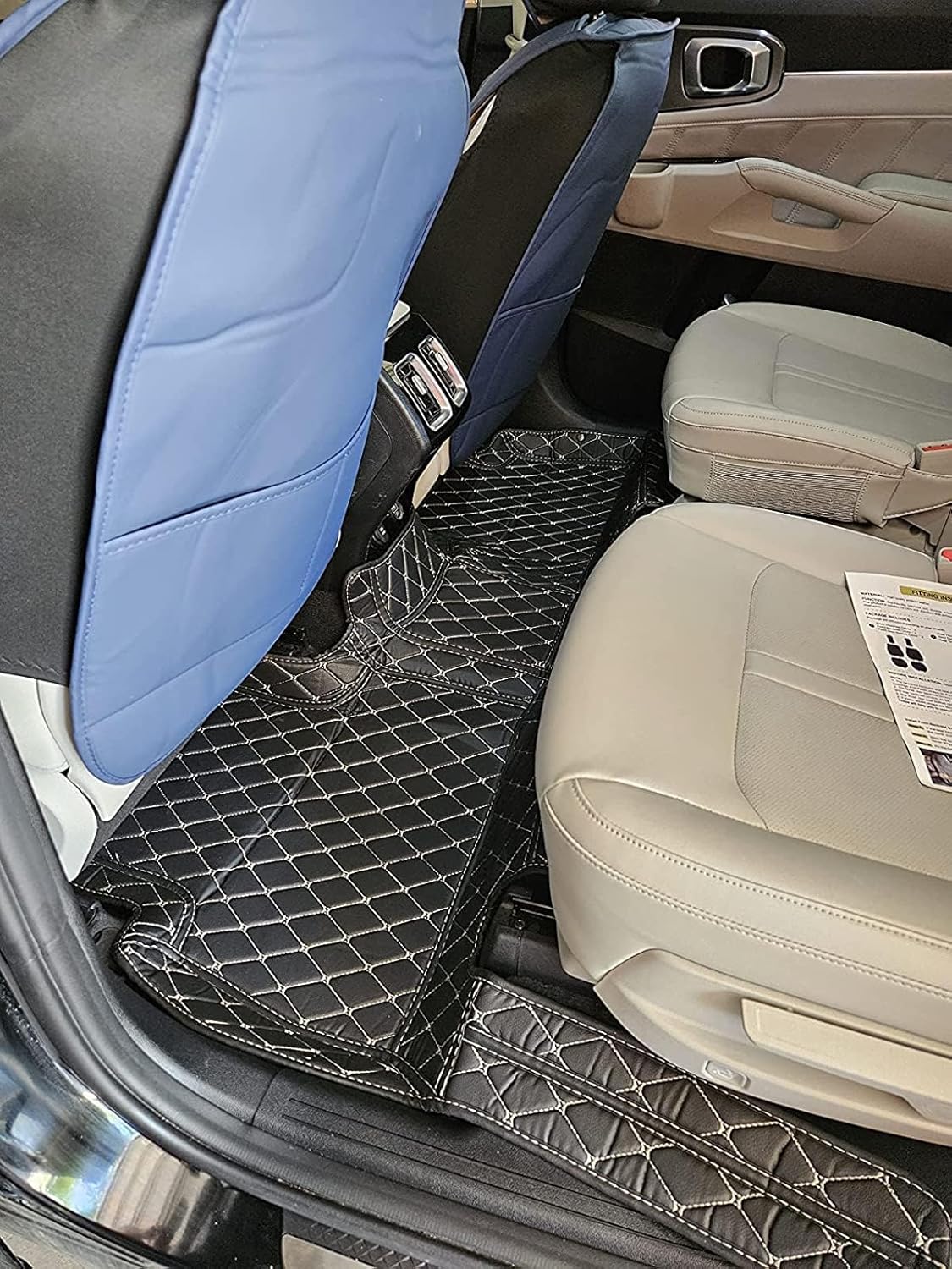 Custom Car Floor Mat Compatible with BMW Mercedes-Benz Toyota Cadillac Lexus Honda Infiniti Nissan Hyundai Kia Audi All Models Cars Sedans SUVs Automotive Mats (Black and White bar)