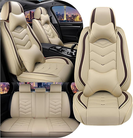 CTDS Car Seat Covers for Toyota RAV4 2000-2026, Stylish Sport Seat Cover, Premium Nappa Leather Car Seat Cover. Automobile Seat Covers Sets.(Luxury 5 Seats/Beige)