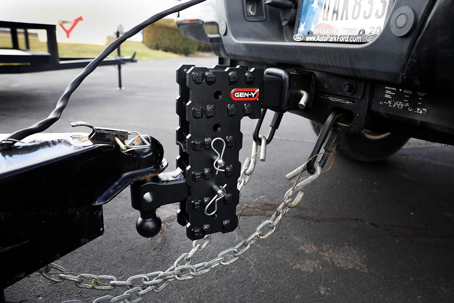 GEN-Y Hitch Solid Shank Adjustable Tow Hitch with Dual-Ball for 2.5" Receiver - 10" Drop - 16,000 LB Towing Capacity - 1,600 LB Tongue Weight - Black