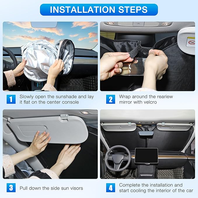 INSAUTO Custom Fit Windshield Sun Shade Accessories for Kia Soul 2014-2019, Foldable Front Window Sunshade, UV & Heat Reflector, Keeps Interior Cool, Includes Storage Bag