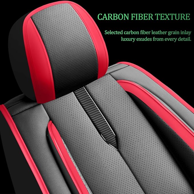 Fit Santa Fe Car Seat Covers for Hyundai Santa Fe 2007-2025 2026 -Upgraded Premium Waterproof & Breathable Leather,Airbag Compatible,All-Weather Seat Cushion Protector,2 Front/Black-Red