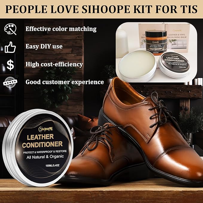 8.8oz Leather Recoloring Balm with 100ml Mink Oil,Dark Brown Leather Repair Kit for Furniture,Leather Repair Cream,Leather Scratch Repair for Car Interior,Leather Conditioner for Couch