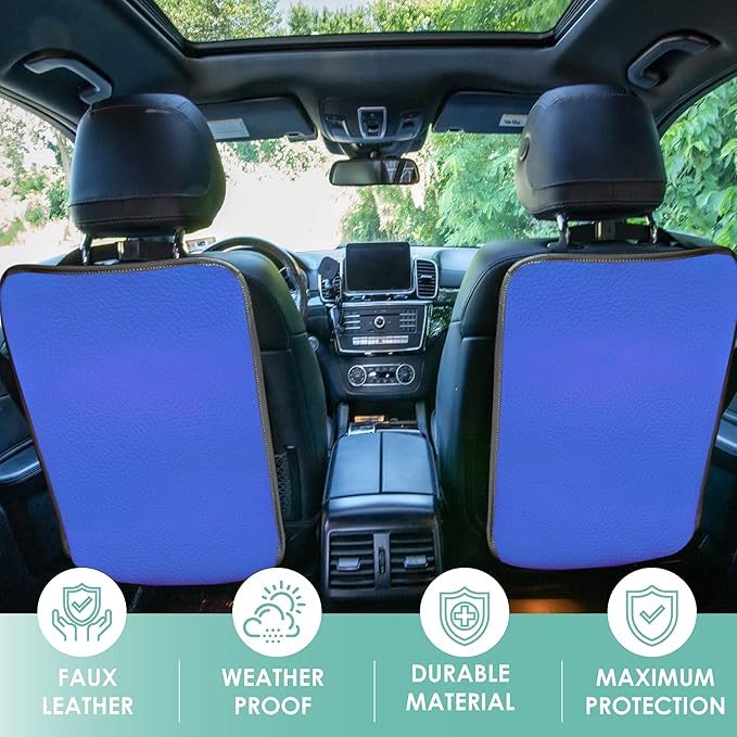 FH Group Faux Leather Auto Seat Back Kick Protectors, Heavy Duty Car Kick Mats for Kids –2-Pack Back Seat Protector for Driver and Passenger Seat, Waterproof Protection, Easy to Clean
