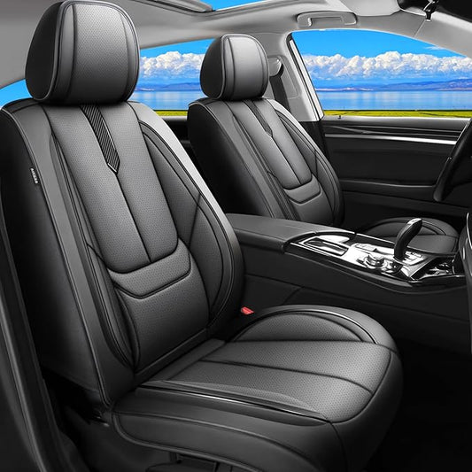 Fit Accent Car Seat Covers for Hyundai Accent 2006-2025 2026 -Upgraded Premium Waterproof & Breathable Leather,Airbag Compatible,All-Weather Seat Cushion Protector,Full Set,Black