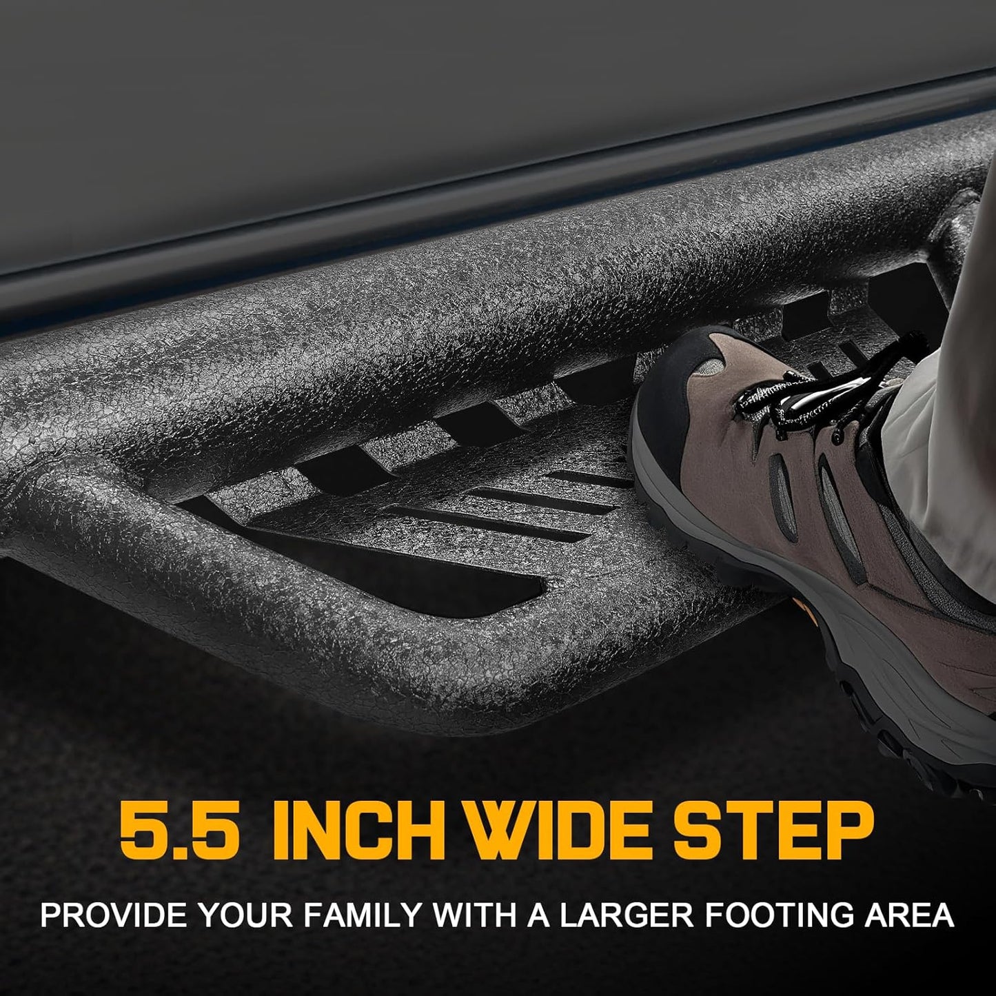 BINARY STAR Running Boarads Compatible with Vehicle 2022-2025 Toyota Tundra CrewMax Cab, 5.5 Inch Drop Down Tundra Side Steps, One-Piece Design Step Bars Made with Carbon Steel.