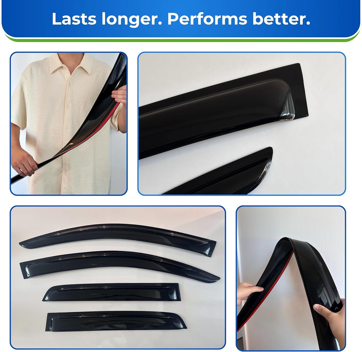 KPY Window Visor Compatible with Nissan Sentra Sedan 2000-2006, 4PC Rain Guard Side Window Vent Deflectors Tape-On Style, 2000 2001 2002 2003 2004 2005 2006