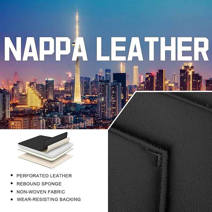 CTDS Car Seat Covers for Chevy Trax 2015-2026, Stylish Sport Seat Cover, Premium Nappa Leather Car Seat Cover. Automobile Seat Covers Sets.(Standard 5 Seats/Pure Black)