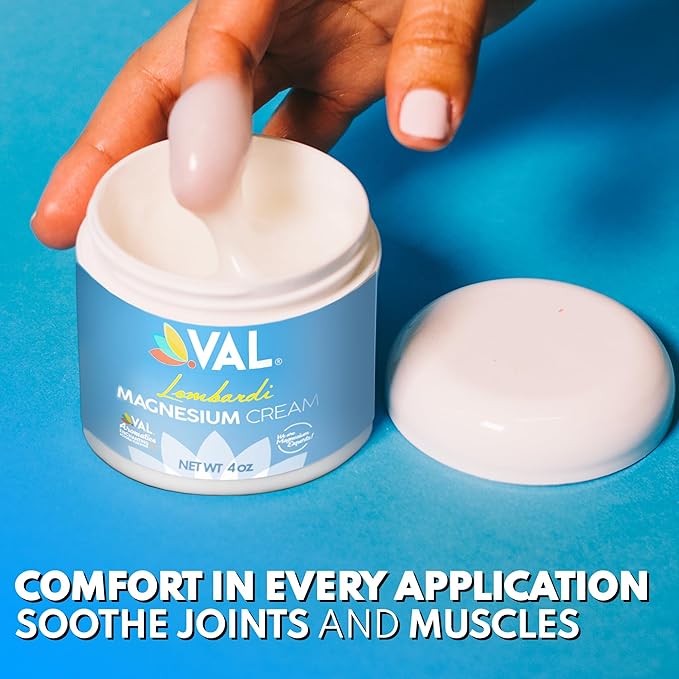 VAL Lombardi Magnesium Lotion | Nighttime Zechstein Magnesium Chloride Cream | Hydrating & Fast-Absorbing | Topical Magnesium for Feet, Legs, Arms & Chest | USA Made | 4oz | (Jojoba Tuberose)